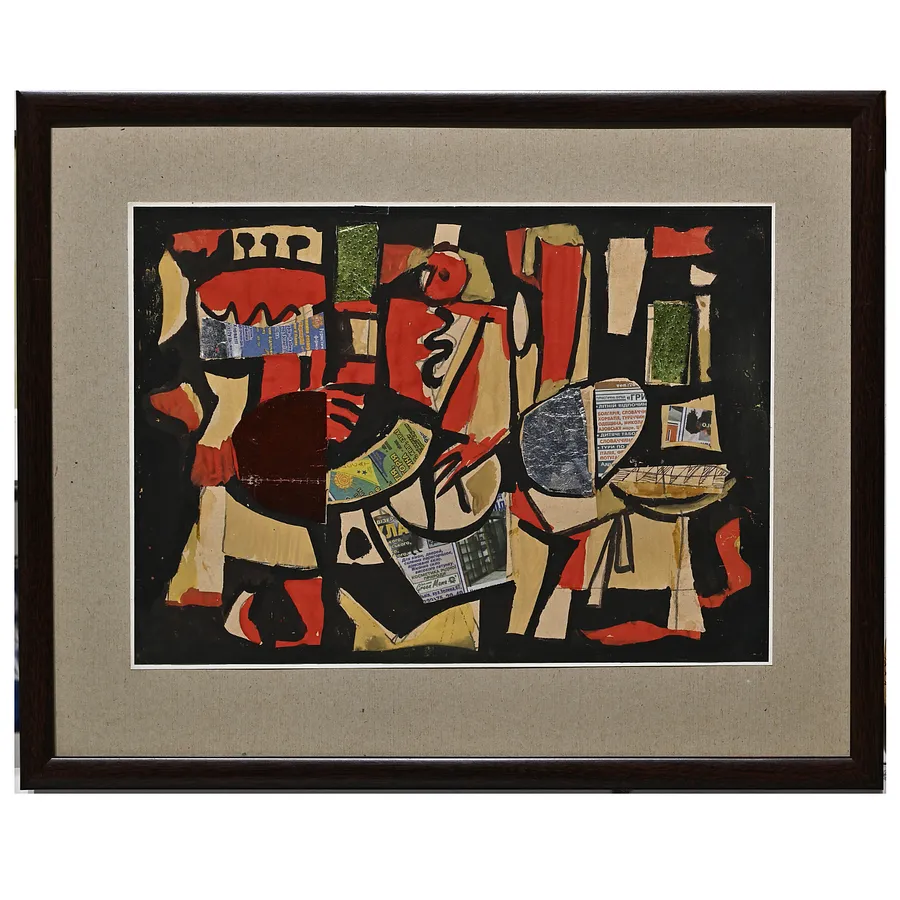 Image of Composition by Petro Hulyn, size: 28 х 39 см, made of paper, gouache, collage, priced at $1000