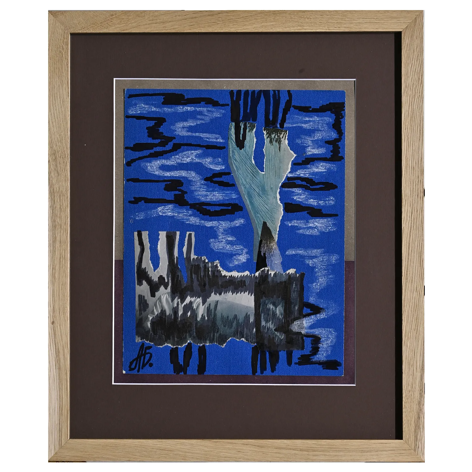 Image of Blue drizzle by Agnesa Bachynska-Selska, made of paper, marker, collage, Appliqué medium, priced at $200