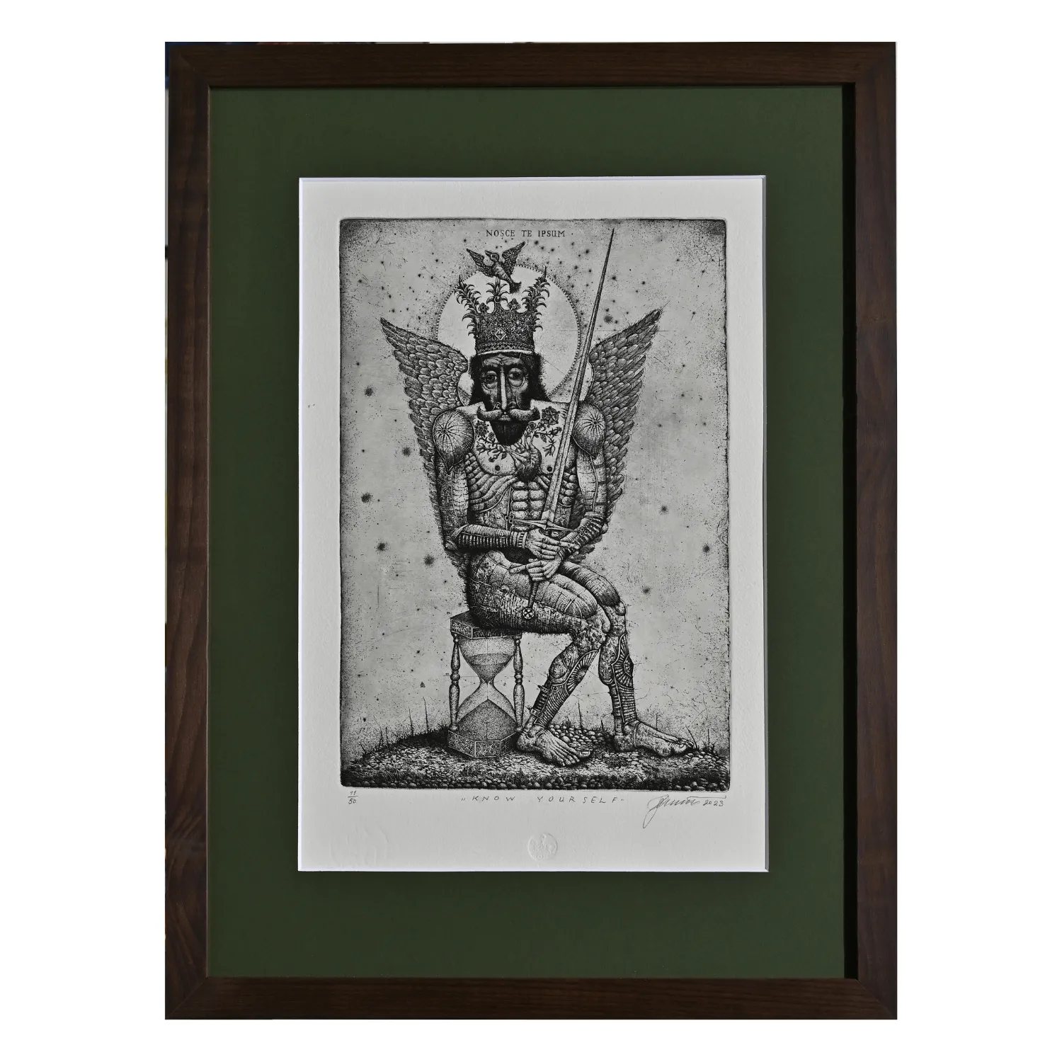 Image of Know yourself by Denysenko Oleh, size: 29,5 x 19,5 см, made of paper, etching, Graphics medium, part of the 11/50 series, priced at $350