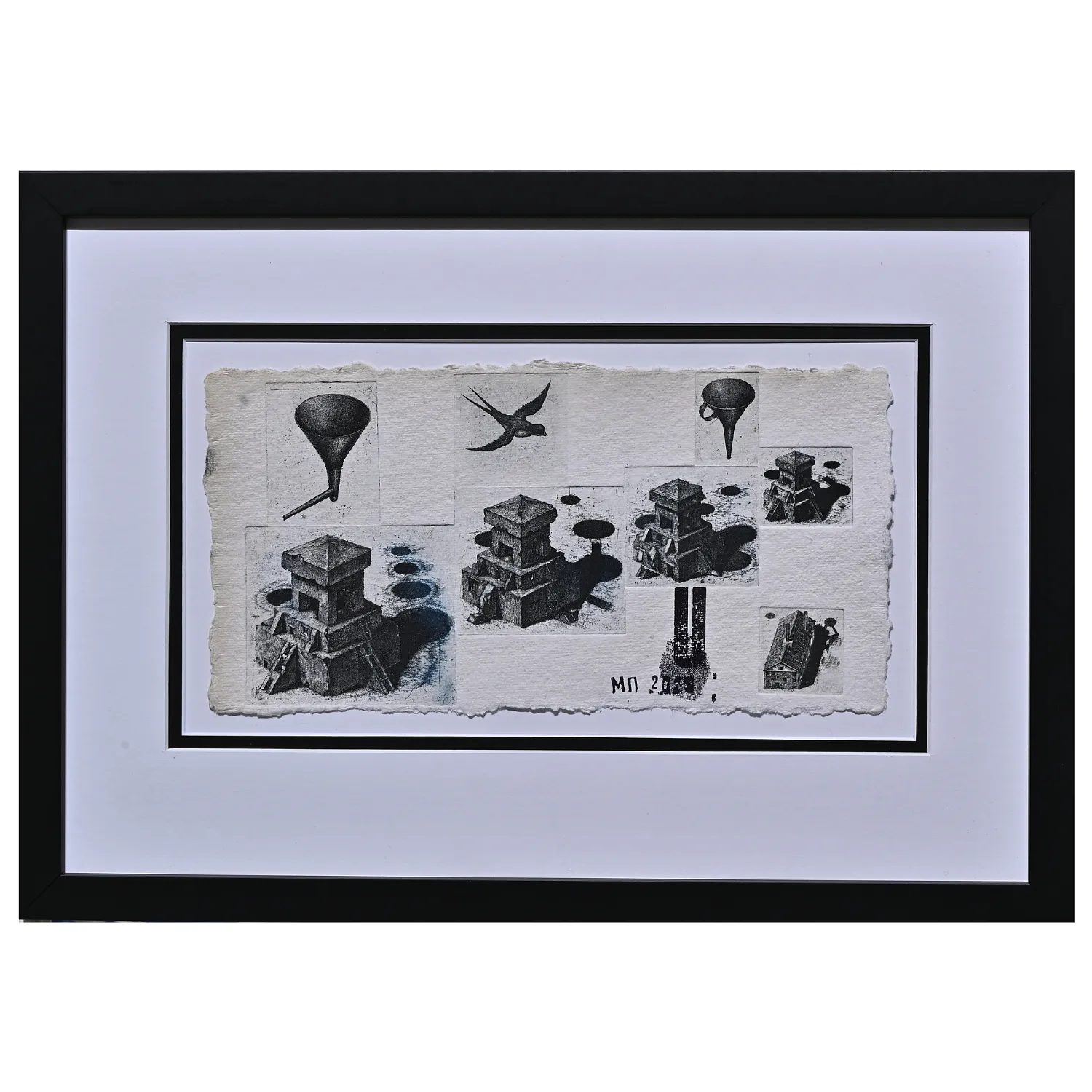 Image of from series "Kharkiv notes 2025" by Makov Pavlo, size: 14,5 х 29 cм, made of intaglio, handmade paper, Graphics medium, priced at €0