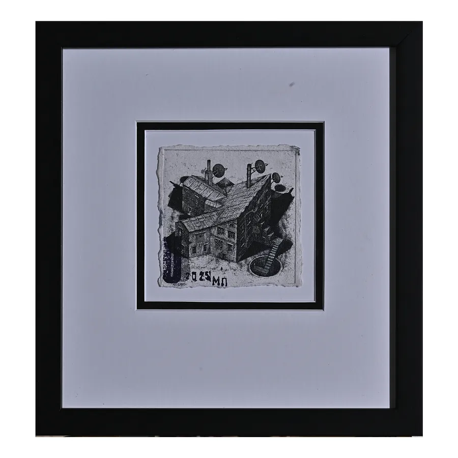 Image of from series "Kharkiv notes 2025" by Makov Pavlo, size: 10 х 10 см, Graphics medium, from etching, pencil, handmade paper, priced at €300