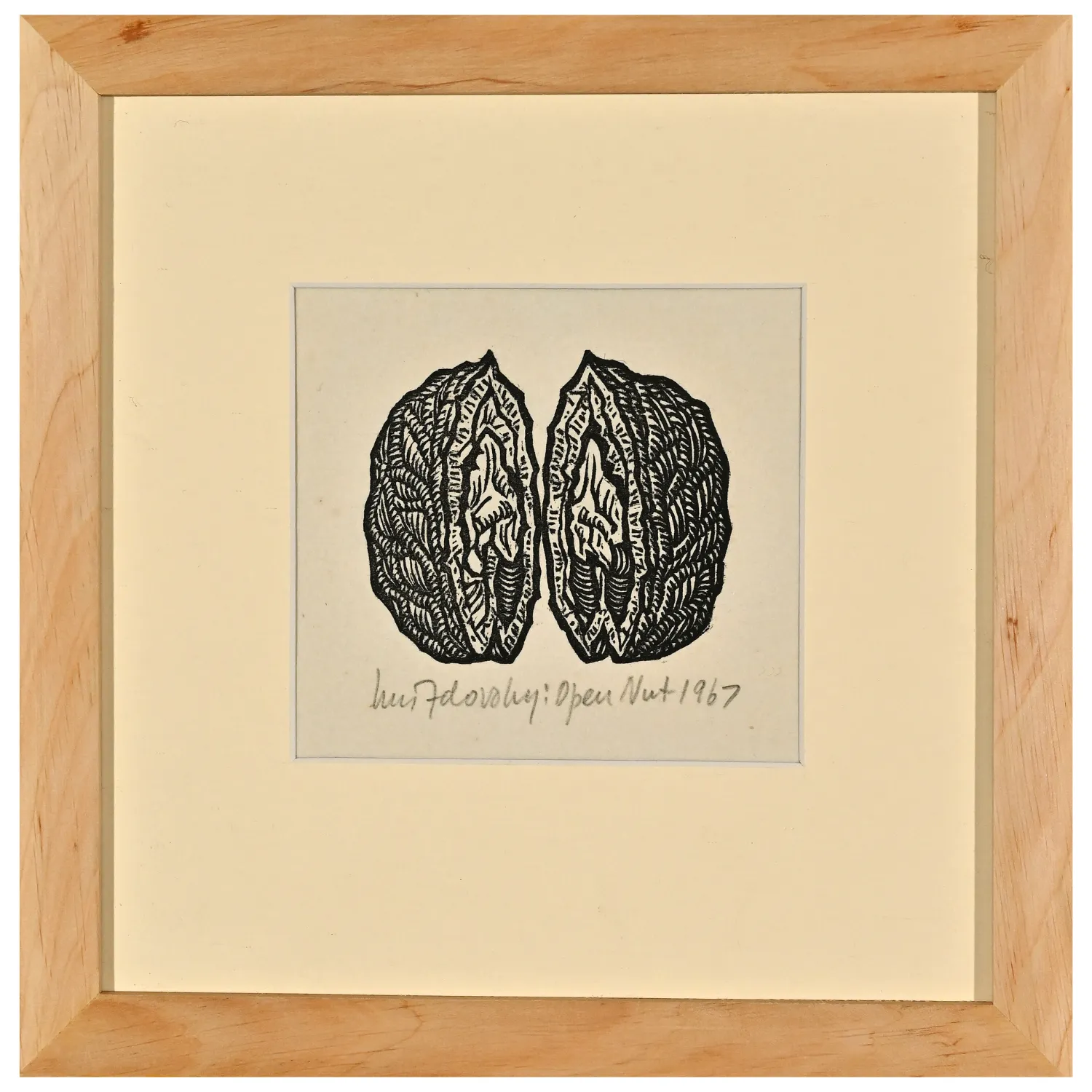 Image of Open Nut by Hnizdovsky Jacques , size: 11 х 12 см, made of woodcut, Woodcut medium, part of the Unnumbered series, priced at $1250