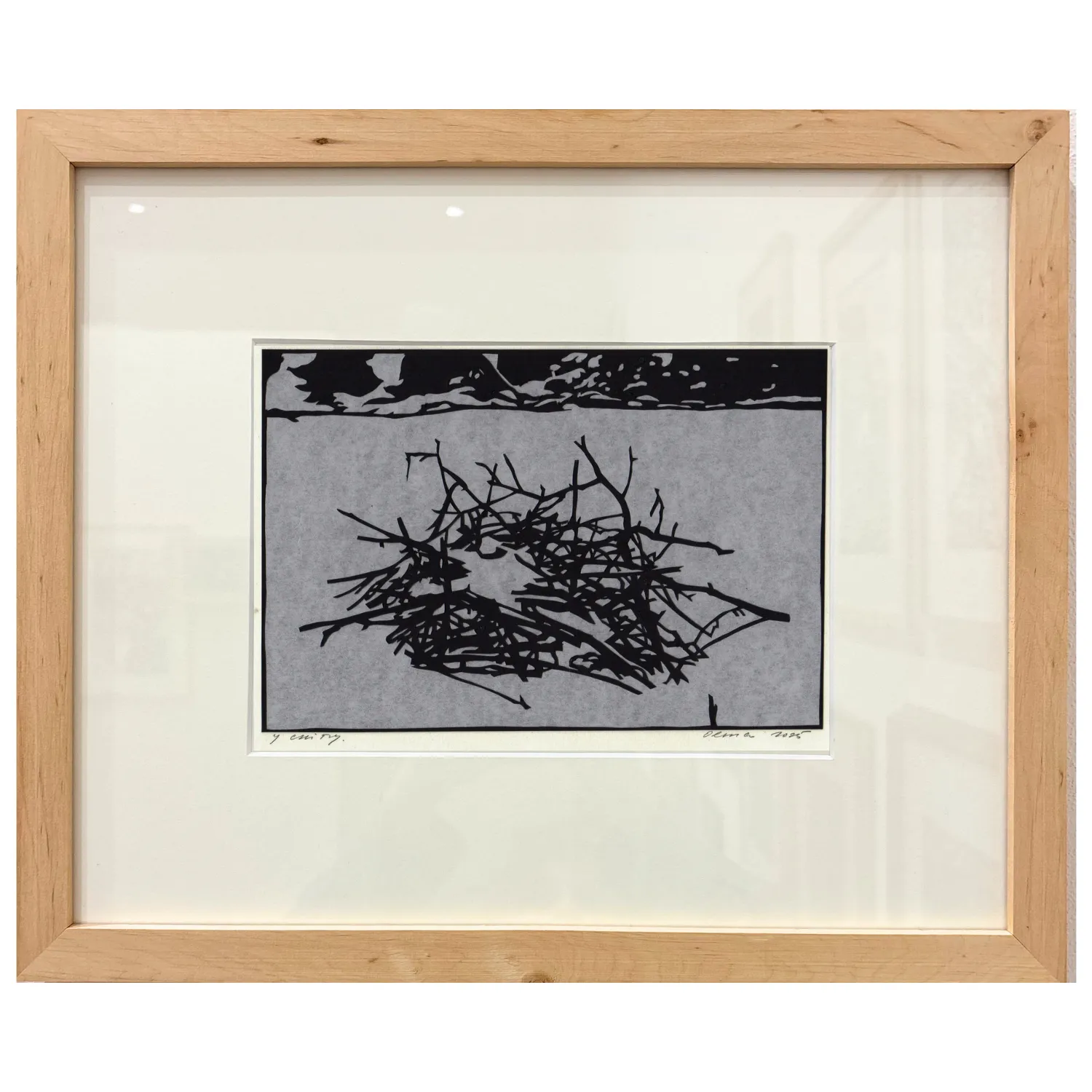 Image of in the snow by Olena Turyanska, size: 14 х 21 см, made of paper, cutting, appliqué, Appliqué medium