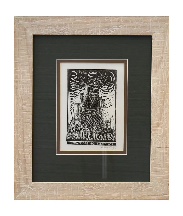 Image of Tower of Babel. Genesis.11 by Ziegl Helen, size: 18x13 см, made of Paper., Woodcut medium, priced at $350