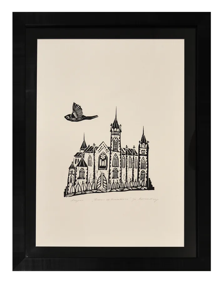 Image of Church of St. Elizabeth by Motyka Mariana, size: 92х64 см, made of Paper., Linocut medium, priced at $180
