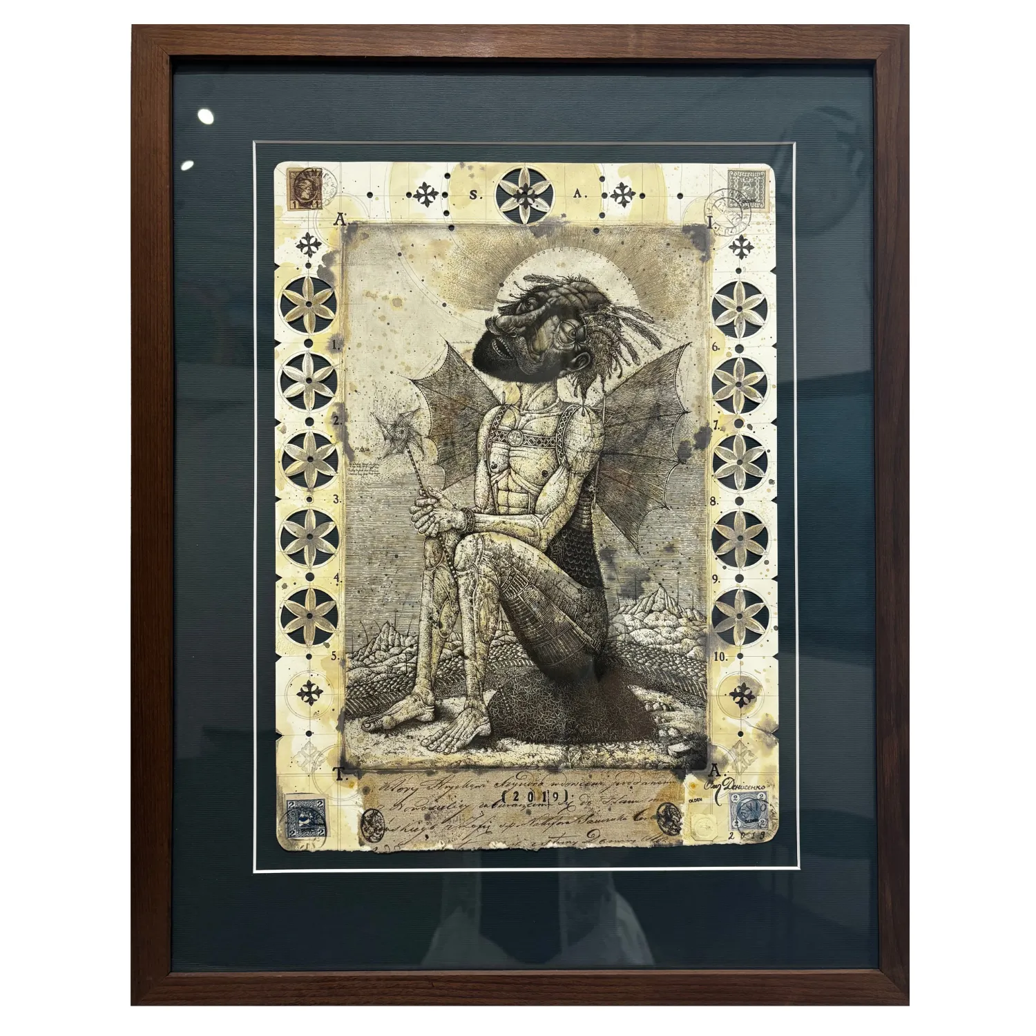 Image of dreamer by Denysenko Oleh, size: 39,5 х 29 см, made of etching, watercolor, appliqué, priced at $900