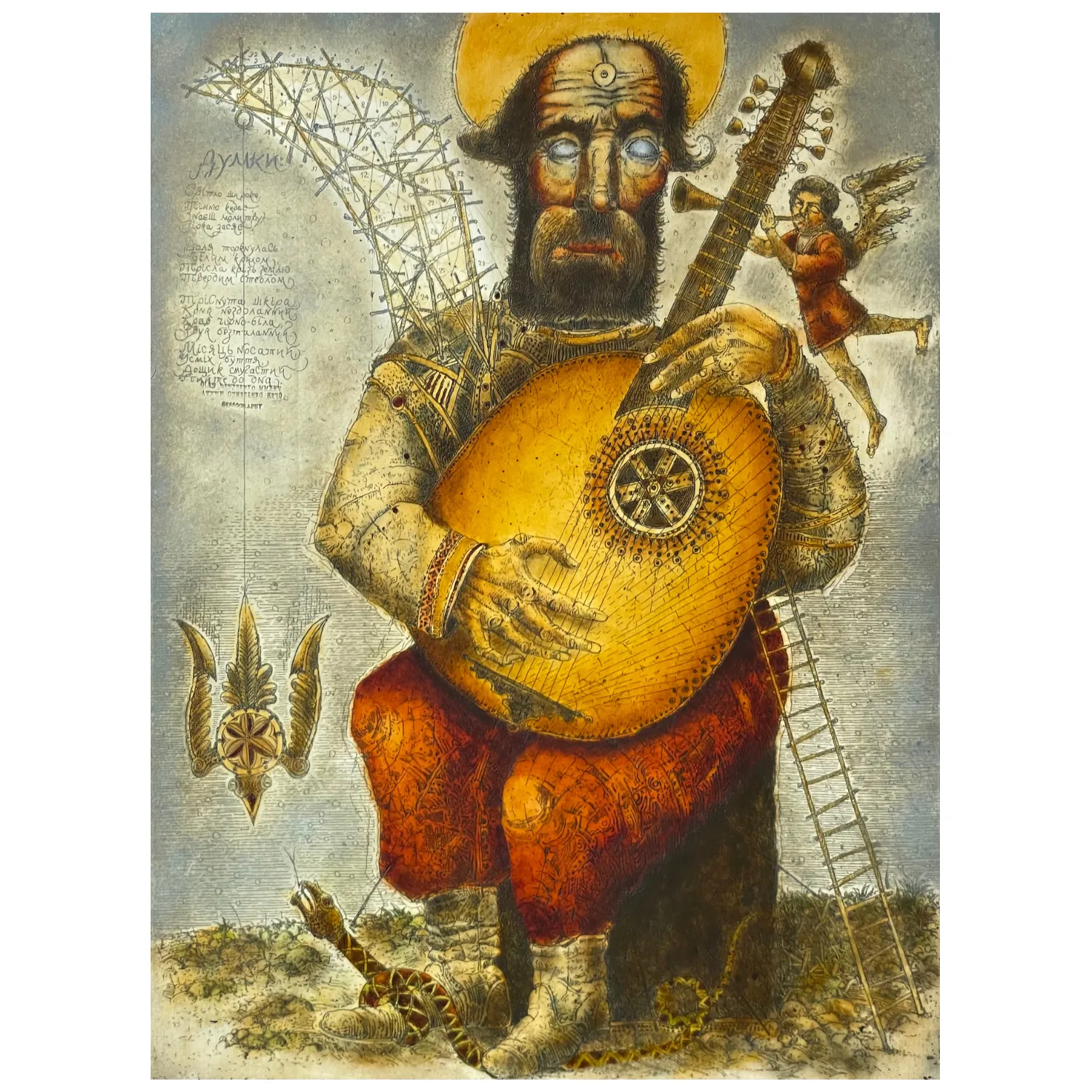 Image of Those who survived get to sing by Denysenko Oleh, made of gesso, wood, etching, priced at $1850