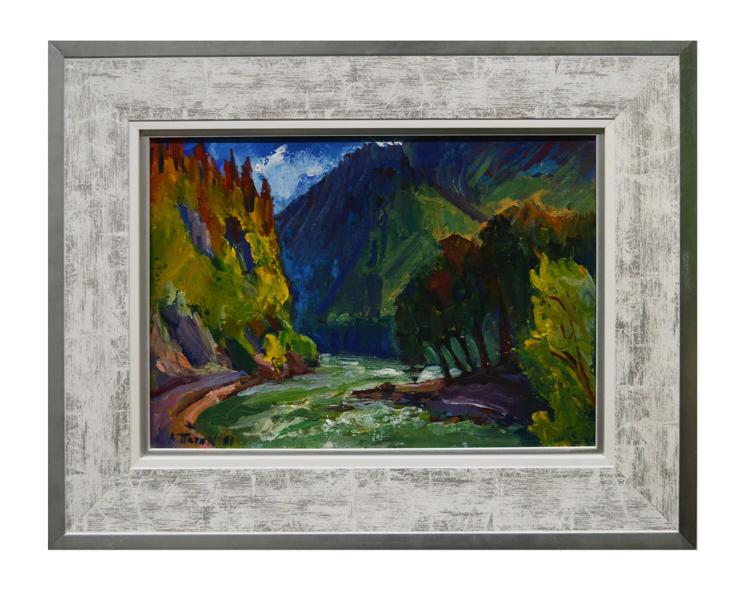Image of Mountain river by Patyk Volodymyr, size: 34,5х40 см, made of Oil on canvas., Painting medium, priced at $1500