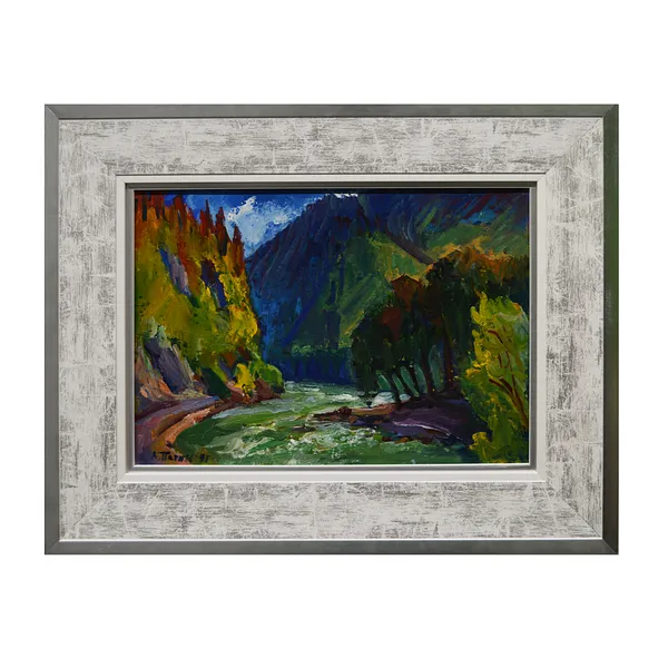 Image of Mountain river by Patyk Volodymyr, size: 34,5х40 см, made of Oil on canvas., Painting medium, priced at $1300