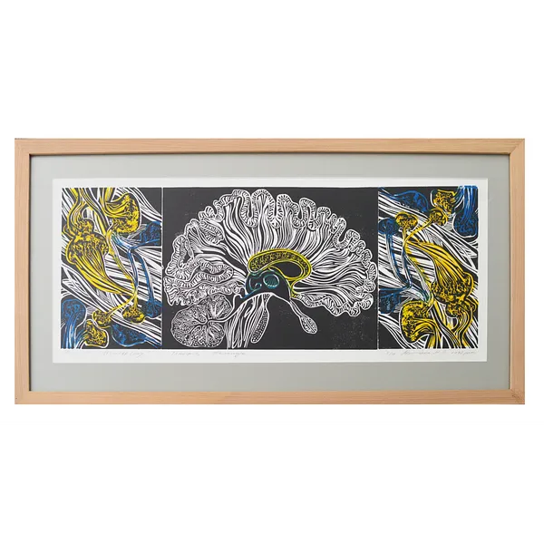 Image of Health Day. Hypophysis Thalamus. by Motyka Mariana, size: 33х82 см, made of Paper., Linocut medium, priced at $180