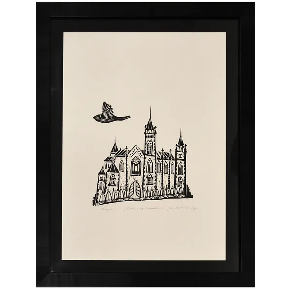 Image of Church of St. Elizabeth by Motyka Mariana, size: 92х64 см, made of Paper., Linocut medium, priced at $180