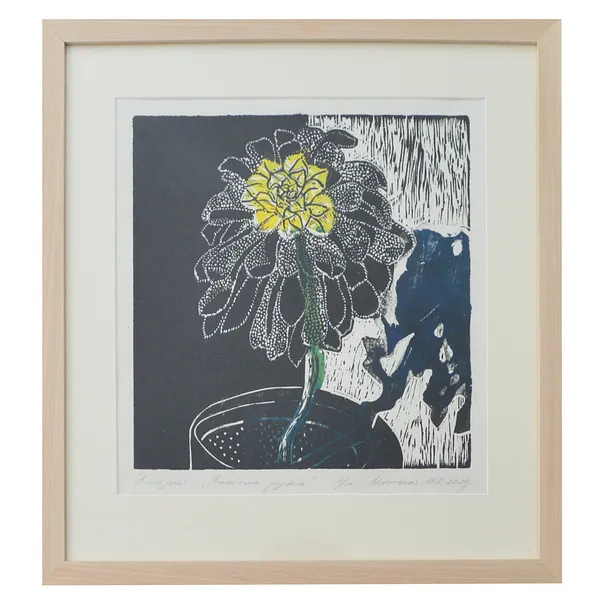 Image of Stone Rose by Motyka Mariana, size: 33х33 см, made of Paper., Linocut medium, priced at $100