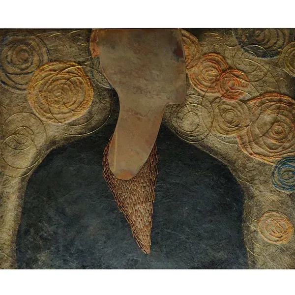 Image of "Twinkling" by Tkachuk Yaroslava, size: 65x80 cm, made of linen, silk, acrylic, oxidized brass, Textile Art medium, priced at $0