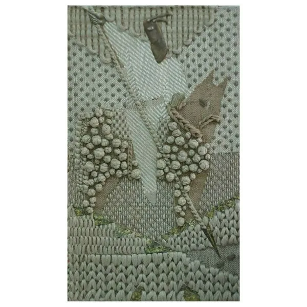 Image of "Saint George" by Tkachuk Yaroslava, size: 150x75 cm, made of linen, brass, copper, Textiles medium, priced at $1000