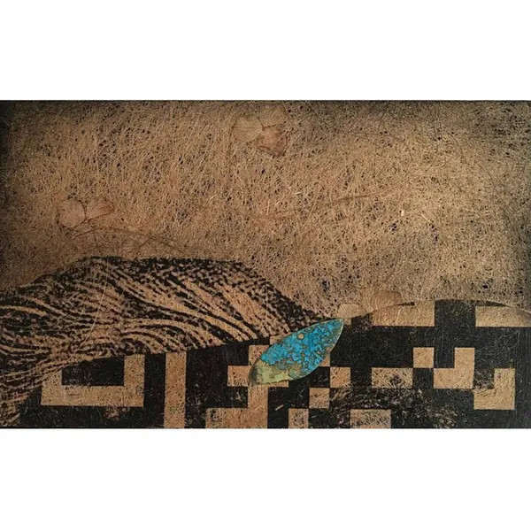 Image of "Bud" by Tkachuk Yaroslava, size: 18x30 cm, made of linen, thermal transfer printing, oxidized brass, Textile Art medium, priced at $0