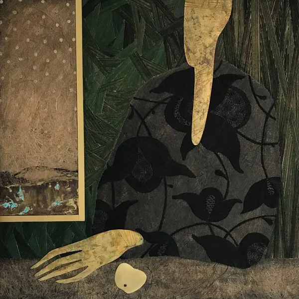 Image of "Waiting. To my beloved" by Tkachuk Yaroslava, size: 100x100 cm, made of linen, cotton, acrylic, brass, oxidized brass, Textile Art medium, priced at $0