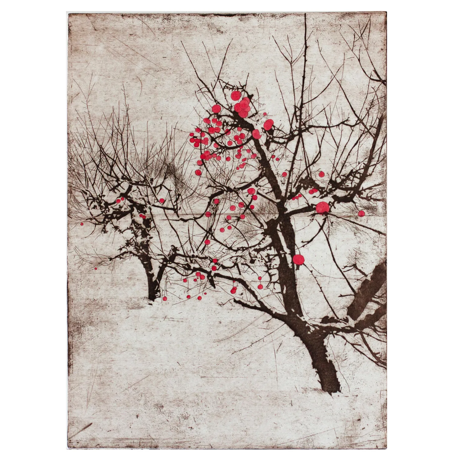 Image of autumn garden І by Stratiychuk Oksana, size: 41 х 31 см, made of etching, watercolour, Graphics medium, priced at $300
