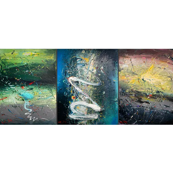 Image of The flow of times by Savchenko Serhiy, size: 130х2300 см, made of Oil, acrylic, canvas., Painting medium