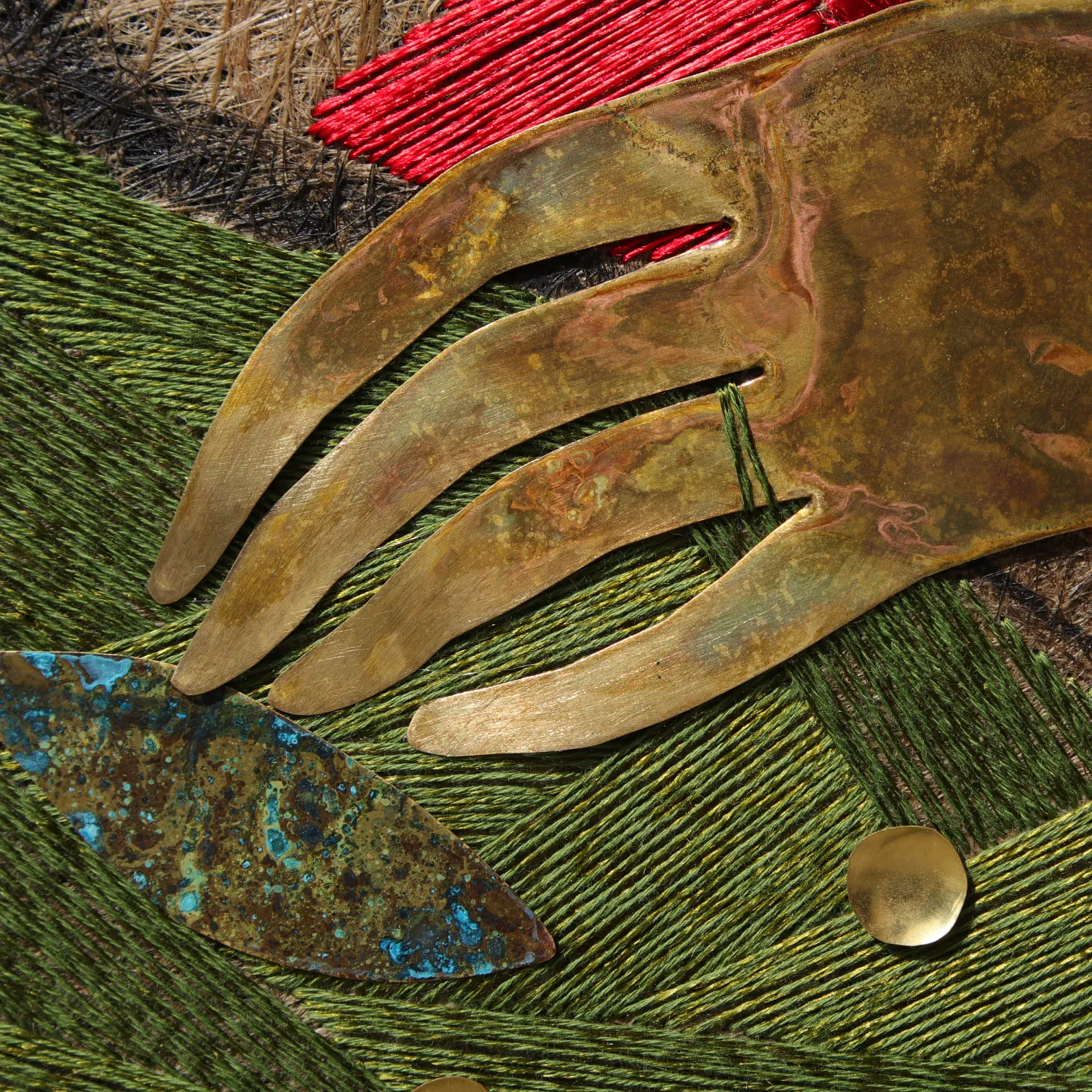 Image of Memory by Tkachuk Yaroslava, size: 80 х 35, made of flax fiber, silk, acrylic, oxidised brass, author's technique  medium, priced at $600 Photo 2 of 3.