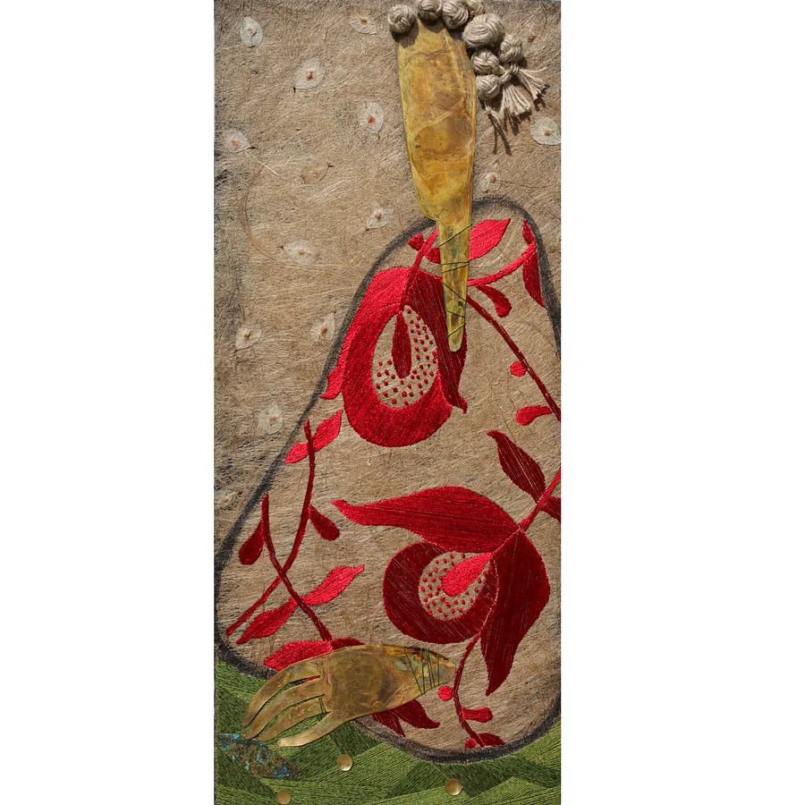 Image of Memory by Tkachuk Yaroslava, size: 80 х 35, made of flax fiber, silk, acrylic, oxidised brass, author's technique  medium, priced at $600