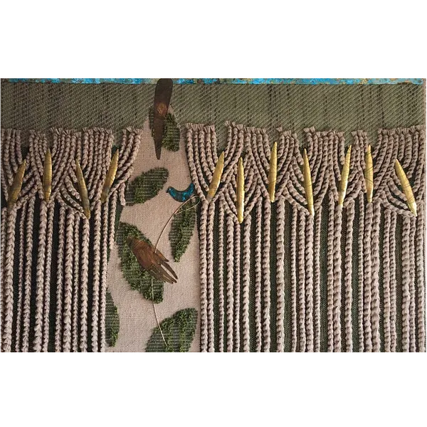 Image of Sower by Tkachuk Yaroslava, size: 136x213 см, made of linen, acrylic, wool, brass, oxidized brass, Textile Art medium, priced at $0
