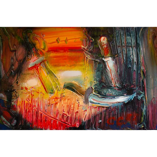 Image of Two knives by Savchenko Serhiy, size: 26х45 см, made of Oil, acrylic, canvas., Painting medium, priced at $2000