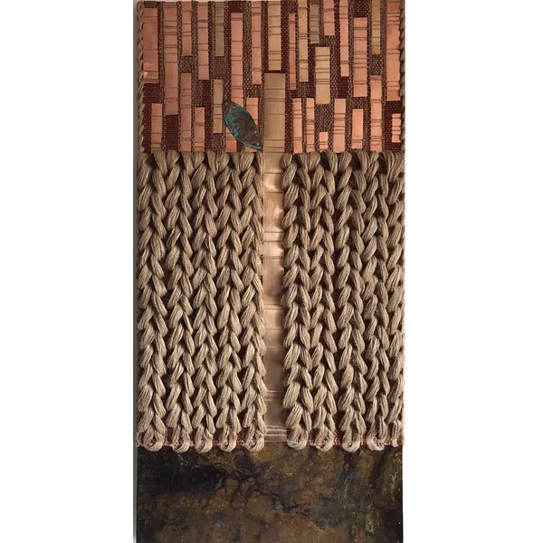 Image of Growth by Tkachuk Yaroslava, size: 50x50, made of linen, copper, bronze, oxidized brass, Textiles medium, priced at $1500