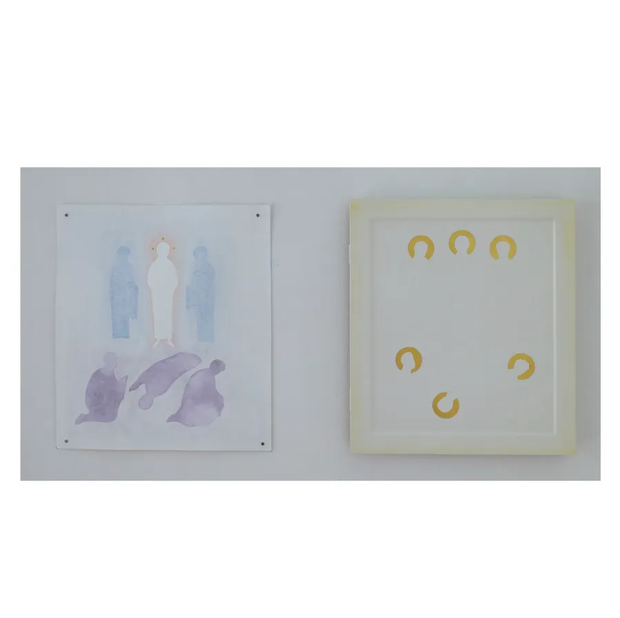 Image of Diptych "Transfiguration" by Danylo Movchan, size: 35х40/35х40, made of paper, watercolor/board, gesso, gilding, priced at $1200