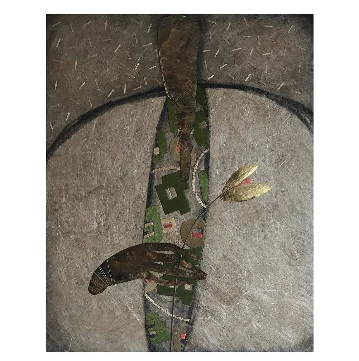Image of Splash of colors by Tkachuk Yaroslava, size: 100х80, made of linen, cotton, silk, oxidized brass, Textiles medium, priced at $1500
