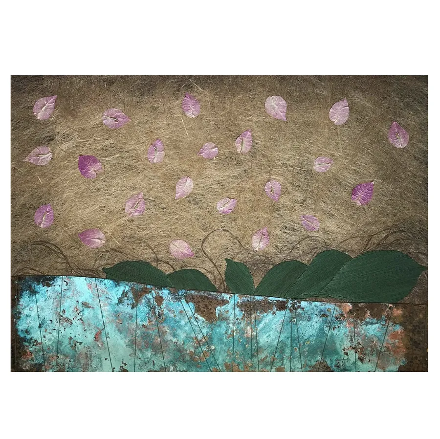 Зображення "Простір" від Ткачук Ярослава , розмір: 50х70, матеріали: Льон, шовк, оксидована латунь, медіум: Текстиль, ціна: $350