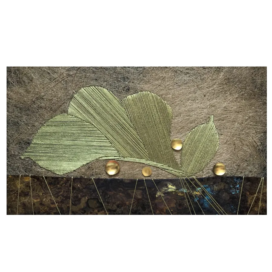 Image of Ladybugs by Tkachuk Yaroslava, size: 20х35, made of Linen, silk, oxidized brass, Textiles medium, part of the 51/100 series, priced at $0