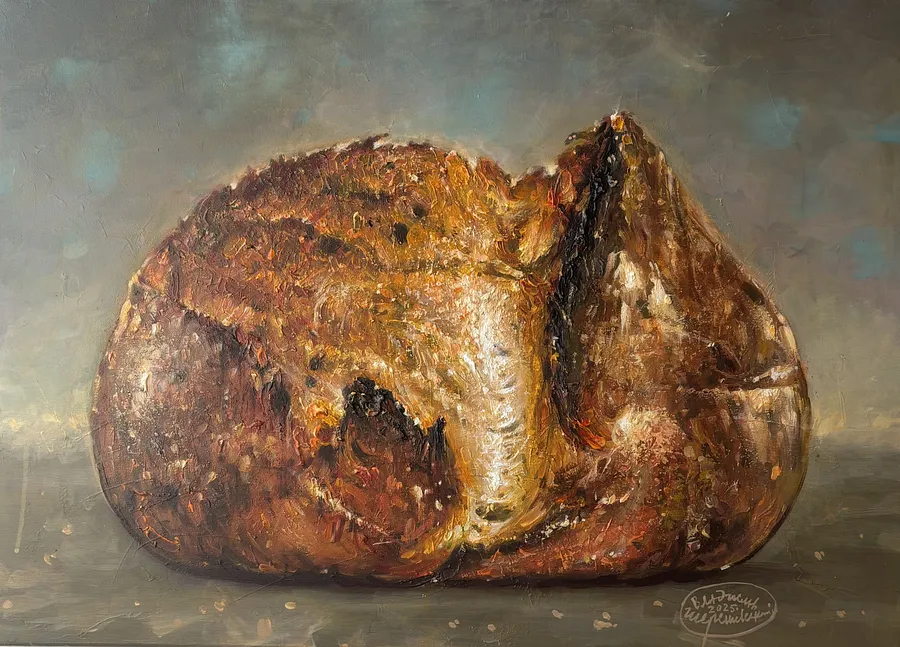 Image of With a Crust by Vladyslav Shereshevsky, size: 50х70, made of canvas, acrylic, Painting medium, part of the 51/100 series