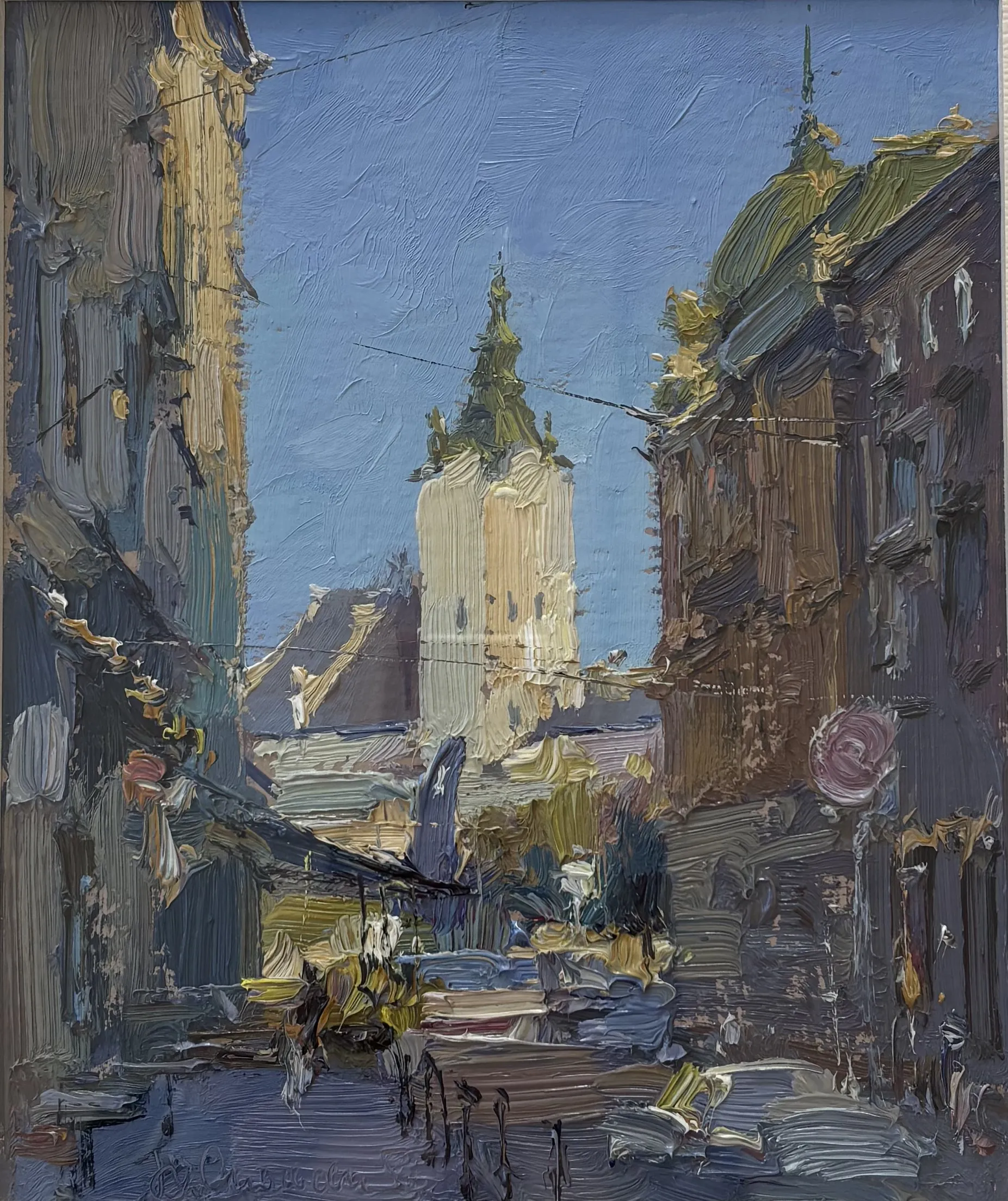 Image of Lviv. View of the Cathedral Church by Smolsky Yuriy, size: 20 х 17,5 cм, made of cardboard, oil, Painting medium, priced at $150