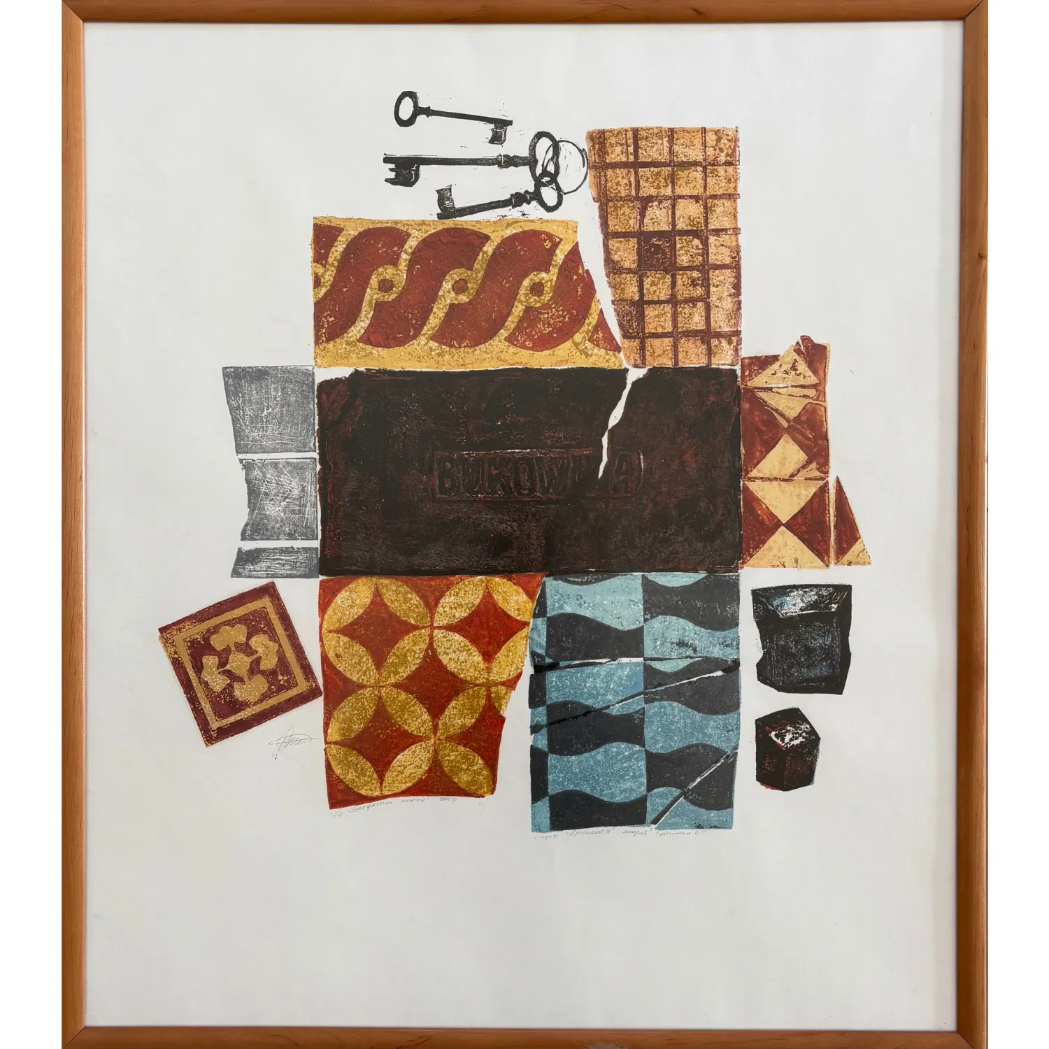 Image of Lost keys by Vladyslav Hotynchan, size: 73 х 63 cм, made of ліногравюра, Graphics medium, priced at $220