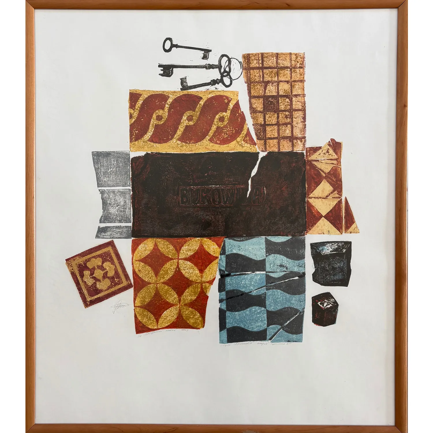 Image of Lost keys by Vladyslav Hotynchan, size: 73 х 63 cм, Linocut medium, priced at $220