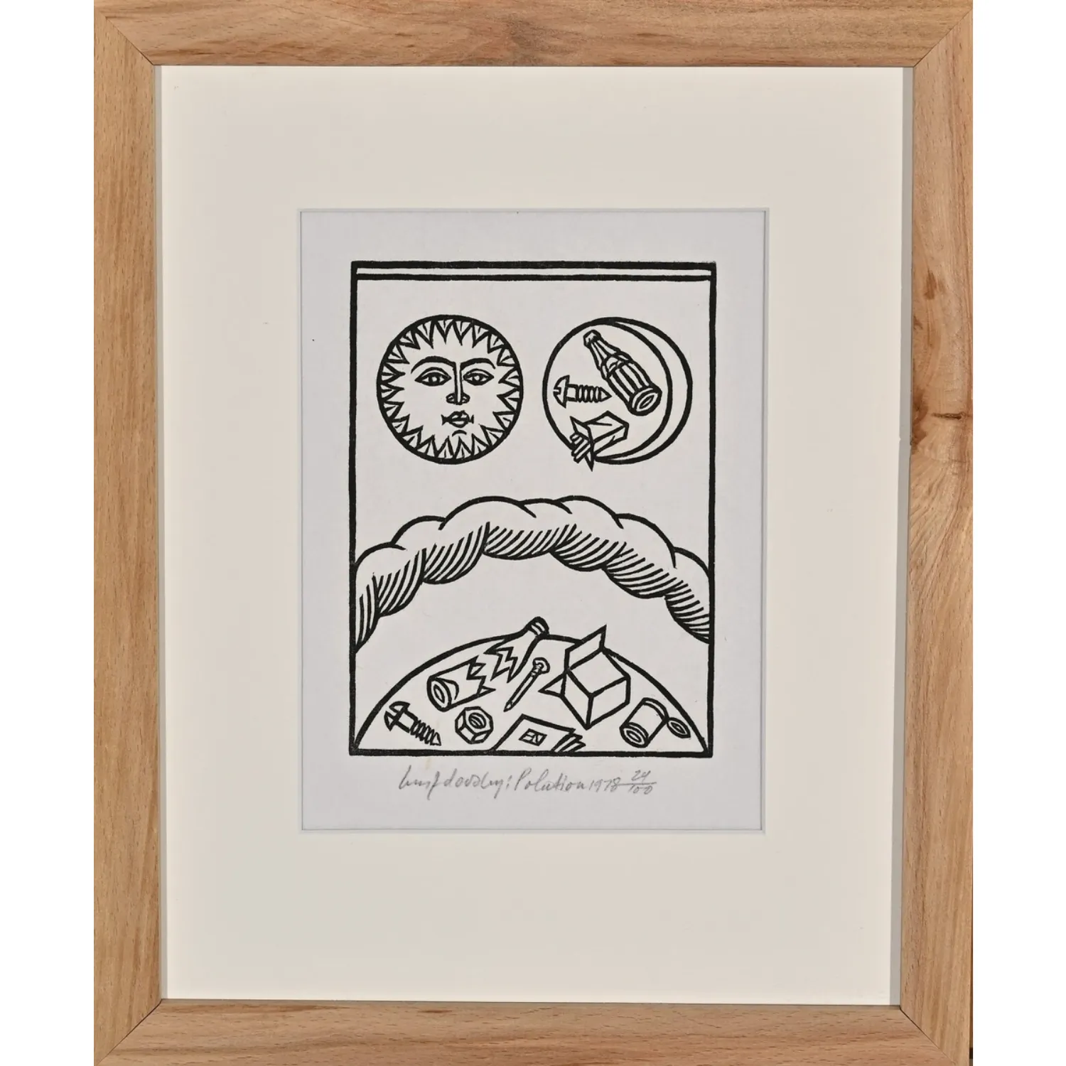 Image of Pollution by Hnizdovsky Jacques , size: 19 х 14 см, Woodcut medium, part of the 25/100 series, priced at $600