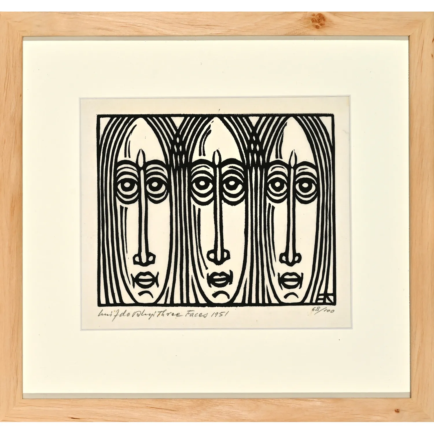 Image of Three Faces by Hnizdovsky Jacques , size: 18 х 21, made of linocut, Linocut medium, part of the 66/100 series, priced at $950