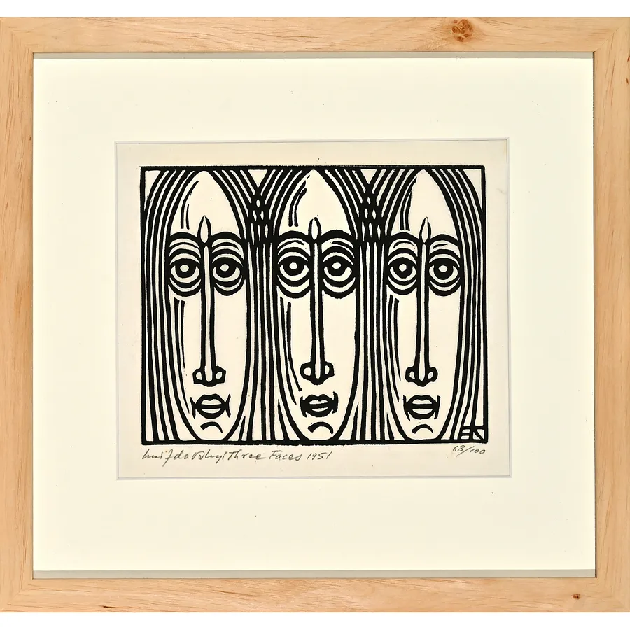 Image of Three Faces by Hnizdovsky Jacques , size: 18 х 21, made of linocut, Linocut medium, part of the 66/100 series, priced at $950