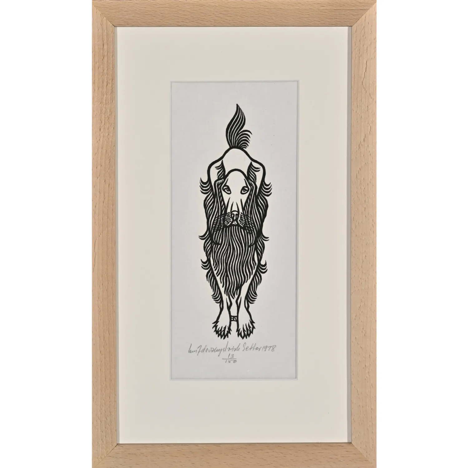 Image of Irish Setter by Hnizdovsky Jacques , size: 24 х 10 см, made of woodcut, Woodcut medium, part of the AP. series, priced at $800