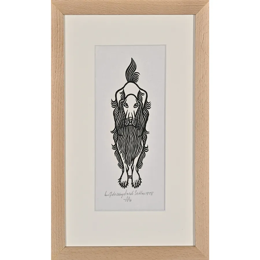 Image of Irish Setter by Hnizdovsky Jacques , size: 20х6 см, made of woodcut, Woodcut medium, part of the 51/100 series, priced at $700