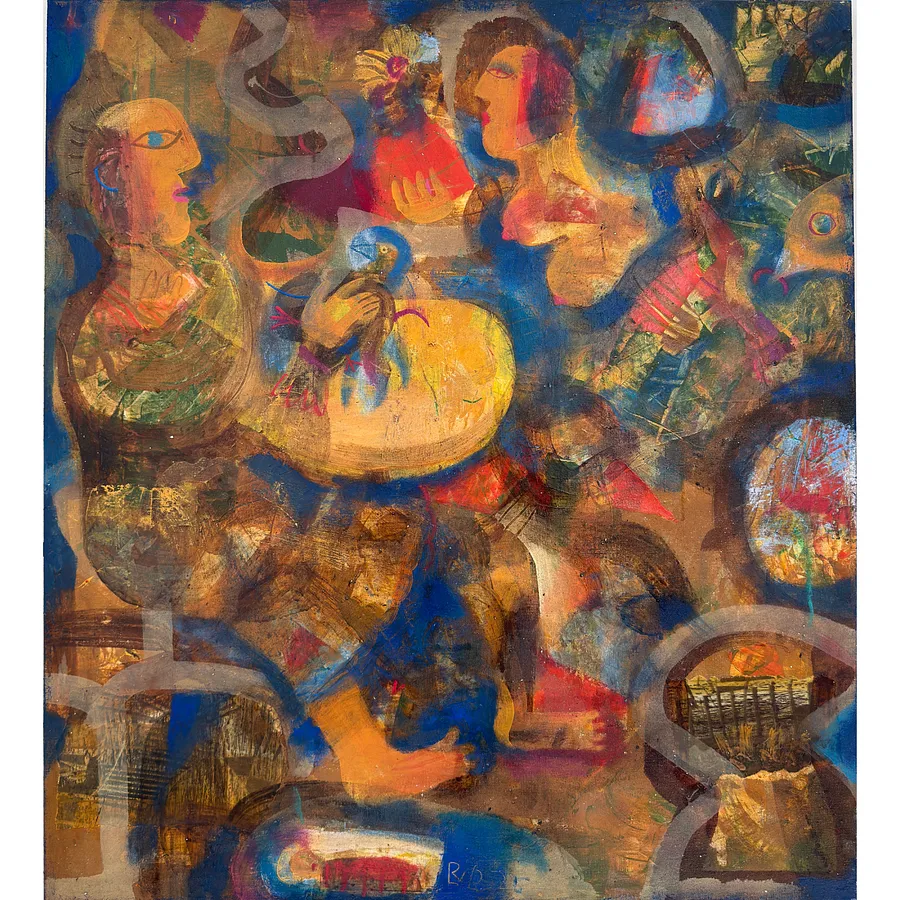 Image of Artist and model by Romanyshyn Roman, size: 100 х 90 см, made of canvas, oil, Painting medium, part of the "Studio" series, priced at $3200