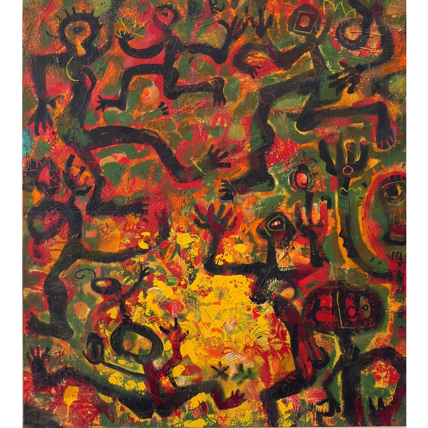 Image of Dance around the fire I by Romanyshyn Roman, size: 100 х 90 см, made of canvas, oil, Painting medium, priced at $3200