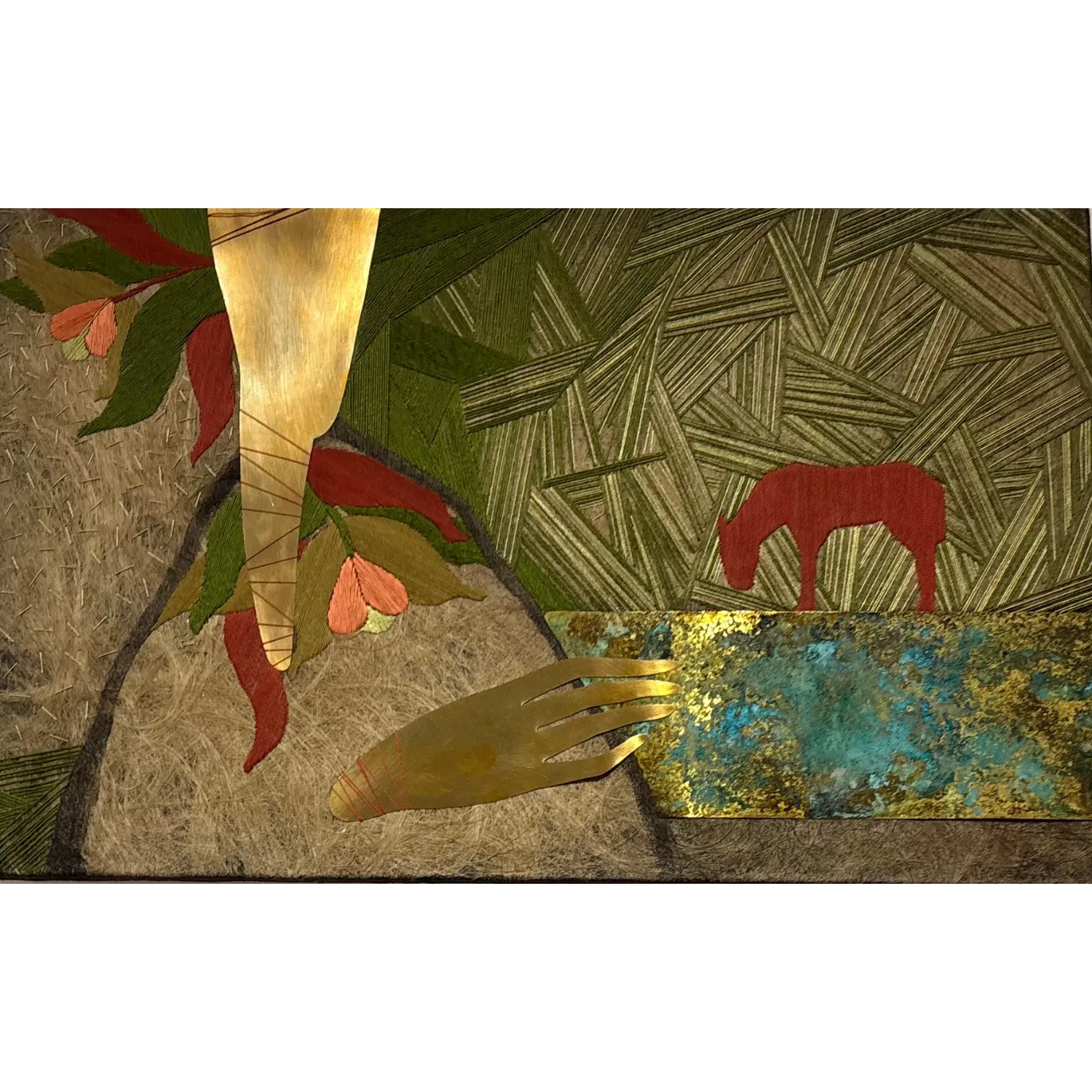 Image of I will tell you a fairy tale by Tkachuk Yaroslava, size: 50 х 80 см, made of льон, шовк, акрил, латунь, оксидована латунь, author's technique  medium, priced at $650