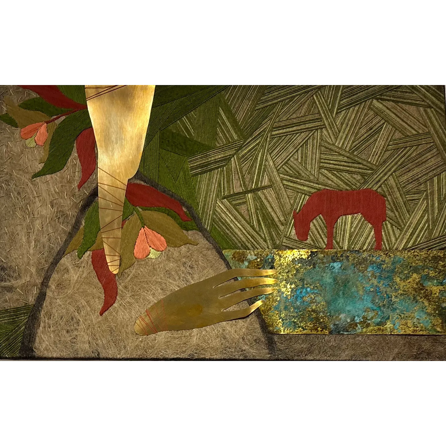 Image of I will tell you a fairy tale by Tkachuk Yaroslava, size: 50 х 80 см, made of льон, шовк, акрил, латунь, оксидована латунь, author's technique  medium, priced at $650