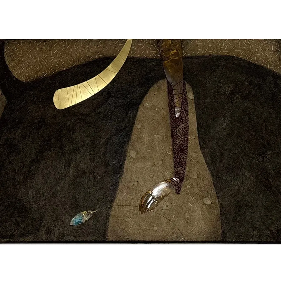 Зображення " В обіймах сну" від Ткачук Ярослава , розмір: 60 х 80 см, матеріали: льон, шовк, акрил, латунь, оксидована латунь, медіум: Текстиль, ціна: $700