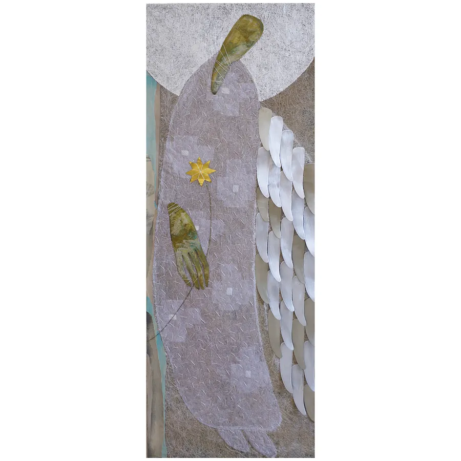 Image of Angel by Tkachuk Yaroslava, size: 135 х 50 cм, Textiles medium, from linen, silk, acrylic, adhesive mesh, paper, brass, nickel silver, aluminum, priced at $1500