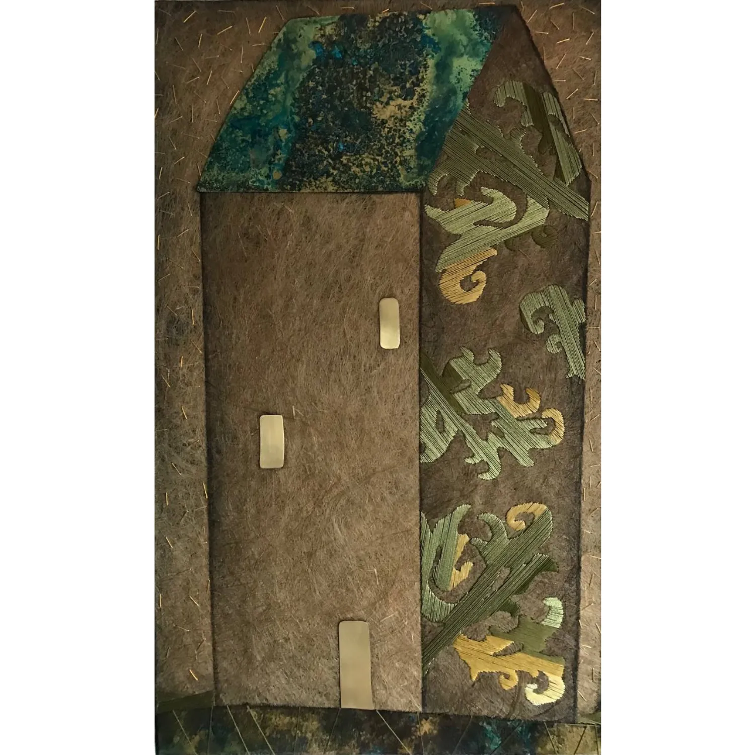 Image of April by Tkachuk Yaroslava, size: 75 х 45 см, made of linen, silk, acrylic, brass, Textiles medium, priced at $550